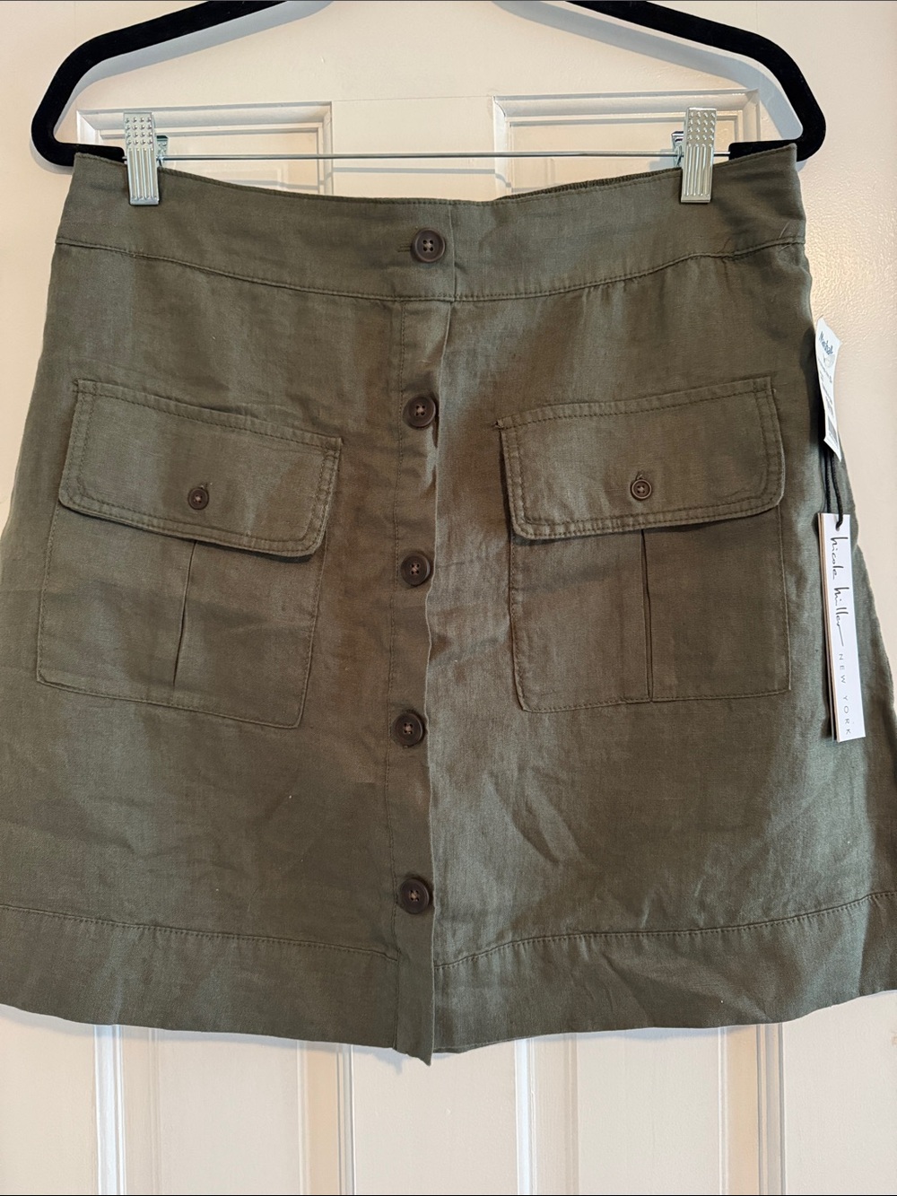 Button-Front Olive Utility Skort